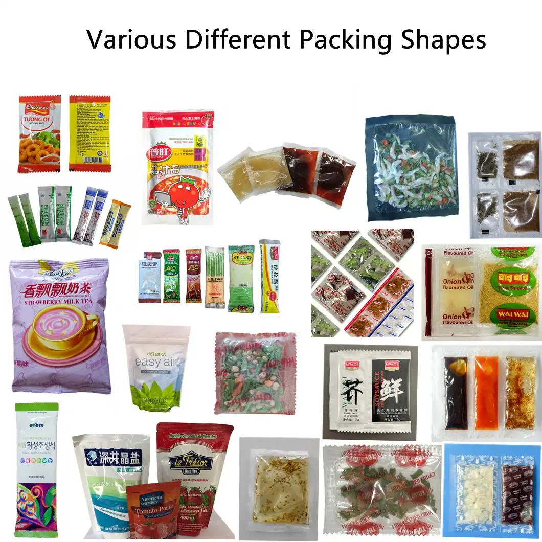 Vffs Roller Pellet Automatic Packaging Packing Machine 50~100p/M Custom Shape for Dried Vegetable Scallion Slice Mixed Carrot Cubes Chop Green Onion Meat Shrimp
